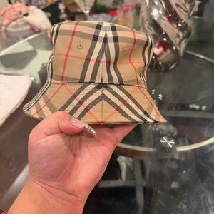 Burberry Tan and Red Checkered Bucket Hat